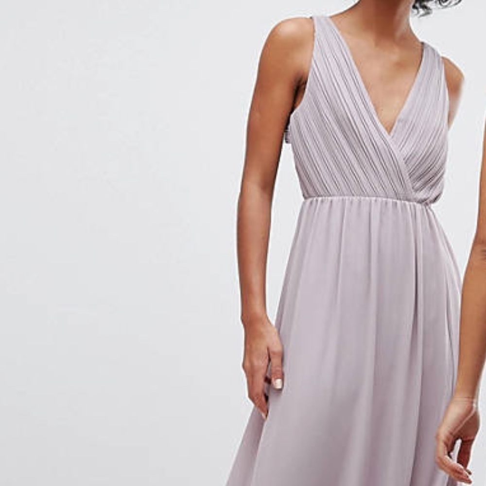 ASOS TFNC Pleated Maxi Bridesmaid Dress US 4/UK 8
